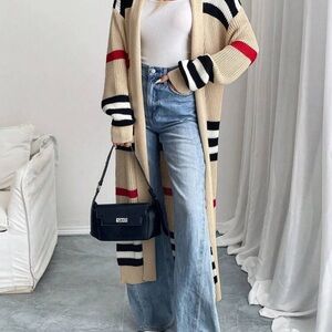 Striped Oversized Long Cardigan
